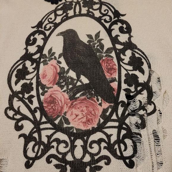 Widow Dolls Kill Distressed Crow Sweater - Picture 2 of 4